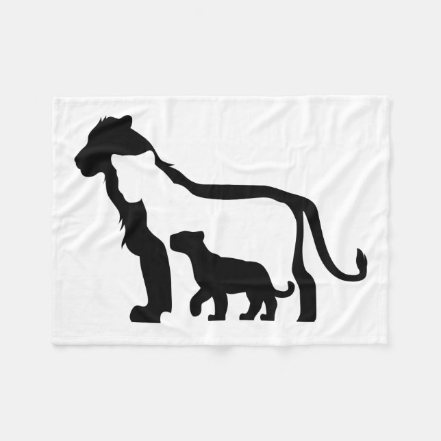Couverture Polaire Lions noirs et blancs (Devant (Horizontal))