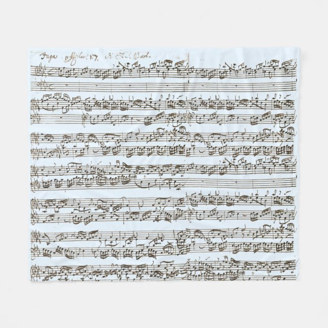 Couverture Polaire Lit avec Bach manuscrit musique classique (Devant (Horizontal))
