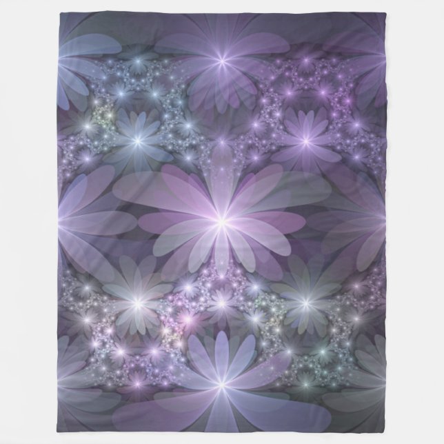 Couverture Polaire Lit de fleurs Art Fractal Abstrait tendance brilla (Devant)