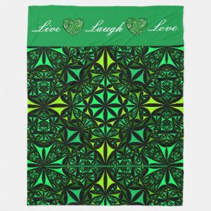 Couverture Polaire Live Laugh Love Green Fractal Fleece Blanket