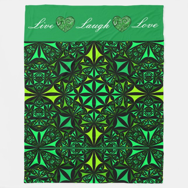 Couverture Polaire Live Laugh Love Green Fractal Fleece Blanket (Devant)