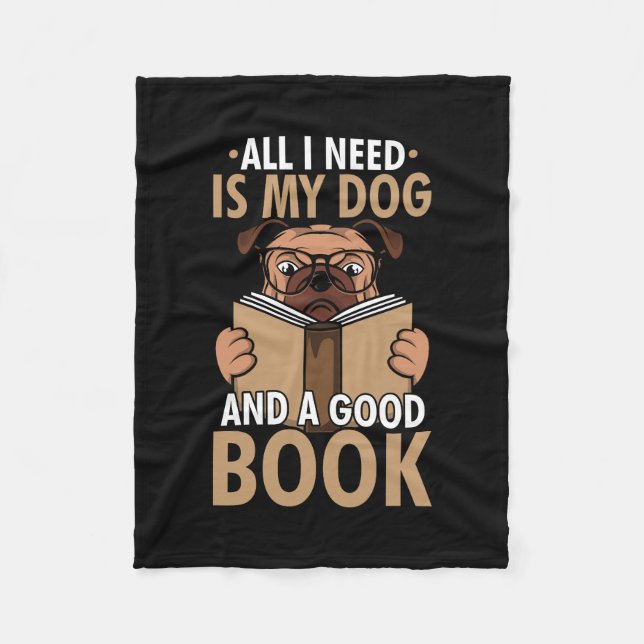 Couverture Polaire Livre Lover - Chien Et Bon Livre (Devant)
