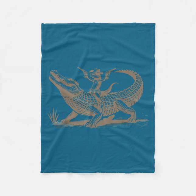 Couverture Polaire Lizard Cowboy Riding Crocodile Alligator Western A (Devant)