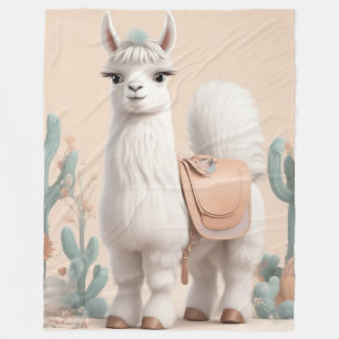 Couverture Polaire Llama à selle dans le désert