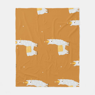 Couverture Polaire Llama, arrière - plan orange : motif d'anniversair