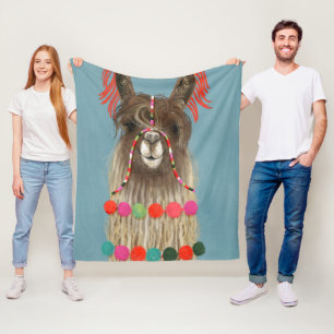 Couverture Polaire Llama ornée - Brown