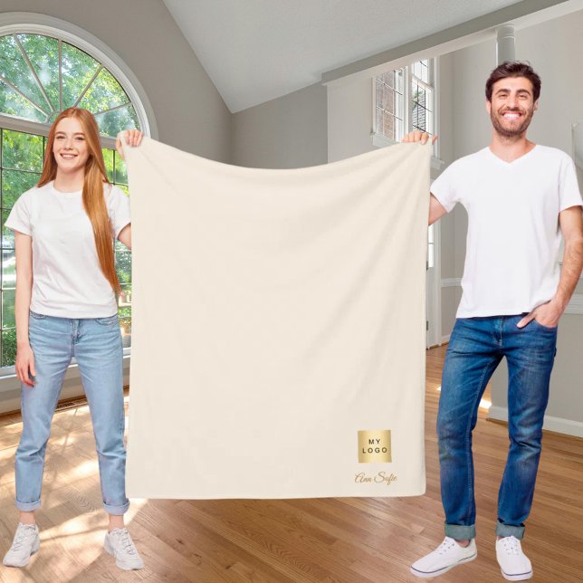Couverture Polaire logo d'entreprise crème beige marque nom de sociét (Créateur téléchargé)