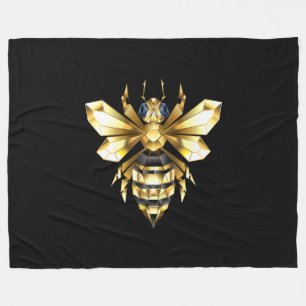Couverture Polaire Logo Faux Gold Foil Bee Polygonal sur Noir