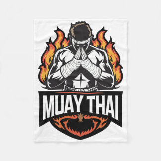 Couverture Polaire Logo Muay Thai - Combattant de Boxe Thaïlandaise 