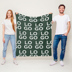 Couverture Polaire Logo personnalisé d'entreprise sur fond vert pin