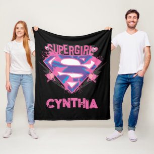 Couverture Polaire Logo Supergirl grunge rose et violet