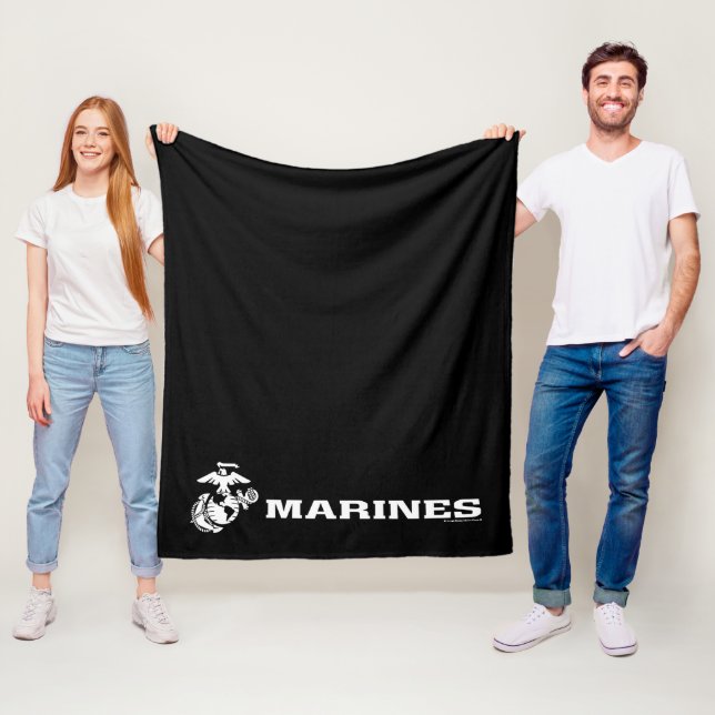 Couverture Polaire Logo USMC - Blanc (En situation)