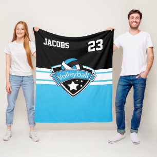 Couverture Polaire Logo 🏐 volley-ball en Bleu, Blanc & Noir