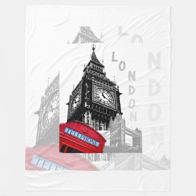 Couverture Polaire London Big Ben Red Téléphone (Devant)