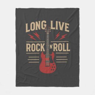 Couverture Polaire Long Live Rock N' Roll Vintage Electric Guitar Tee