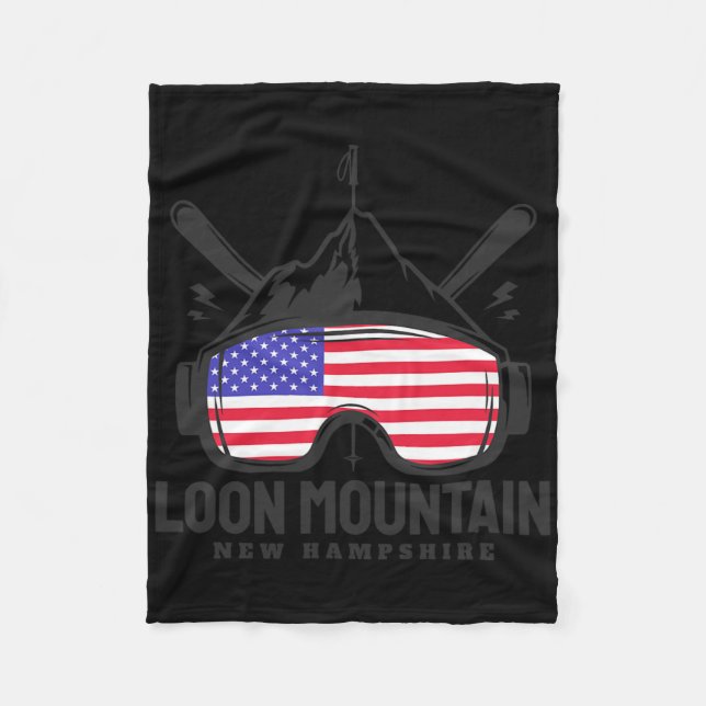 Couverture Polaire Loon Mountain New Hampshire Usa Ski Retro Skiing  (Devant)