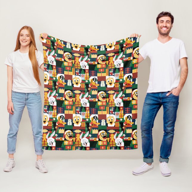 Couverture Polaire LOONEY TUNES™Motif de blocs de vacances (En situation)