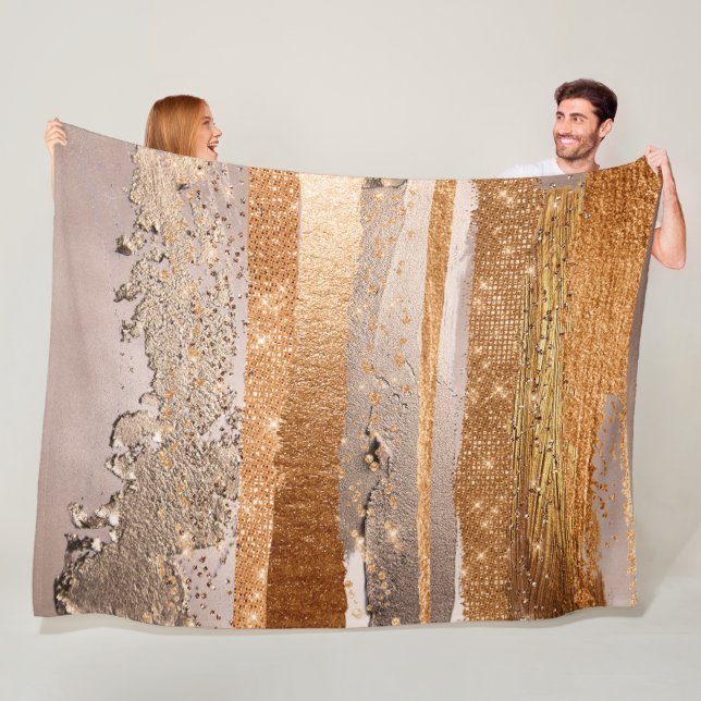 Couverture Polaire L'or du cuivre frappe la texture du glamour (En situation)