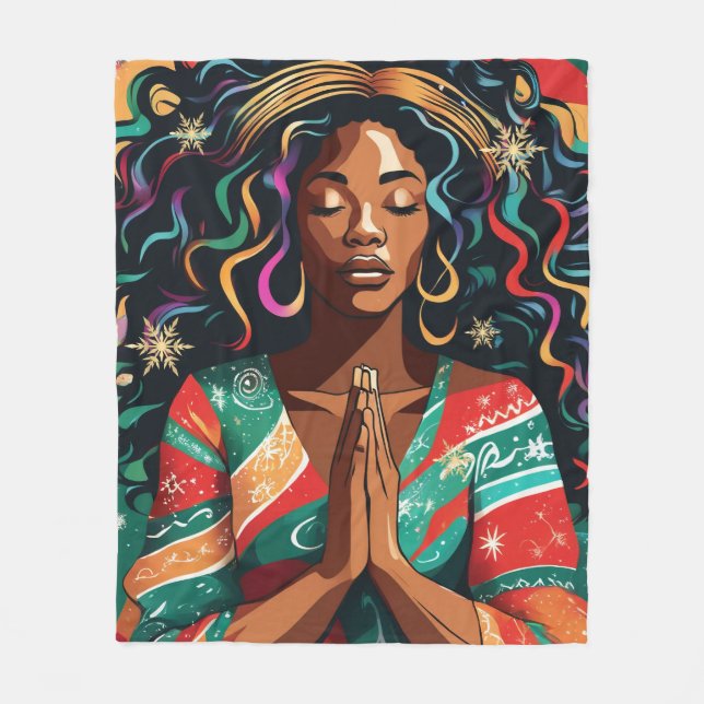 Couverture Polaire Lord Bless and Keep You Christmas Black Woman (Devant)