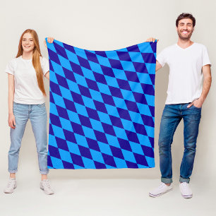 Couverture Polaire Losange à carreaux bleu clair et foncé