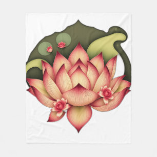 Couverture Polaire Lotus Art Nouveau avec nénuphars