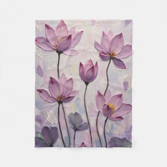 Couverture Polaire Lotus – Oil Painting (Devant)