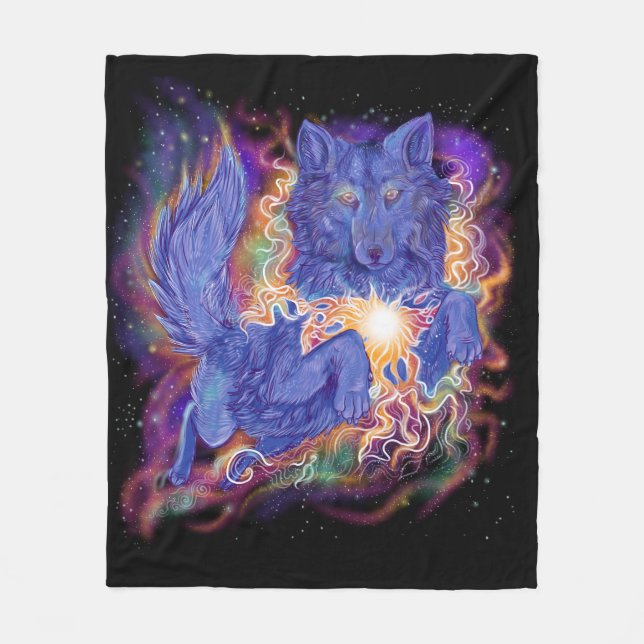 Couverture Polaire Loup cosmique (Devant)