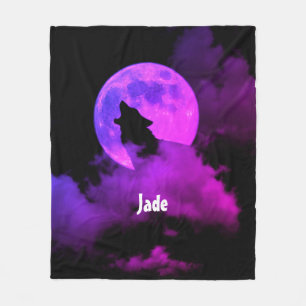 Couverture Polaire Loup hurleur personnalisé