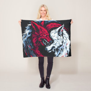Couverture Polaire Loup lunaire double sauvage