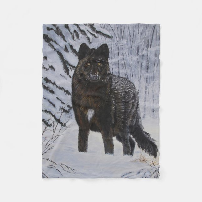 Couverture Polaire Loup noir (Devant)