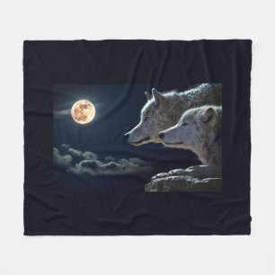 Couverture Polaire Loups de Pleine lune