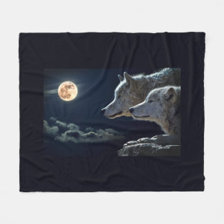 Couverture Polaire Loups de Pleine lune