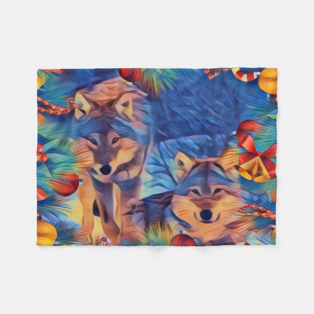 Couverture Polaire Loups de vacances (Devant (Horizontal))