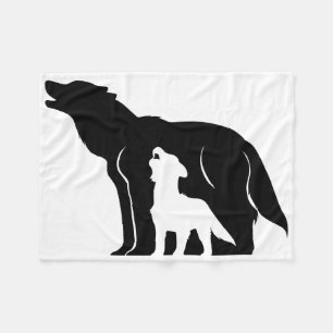 Couverture Polaire Loups noirs et blancs