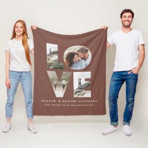 Couverture Polaire Love 4 photo simple moderne cadeau personnalisé