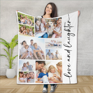 Couverture Polaire Love and Laughter Script Multi Photo Collage