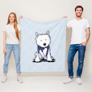 Couverture Polaire Love Doctor Westie Dotée Jetée Blanche