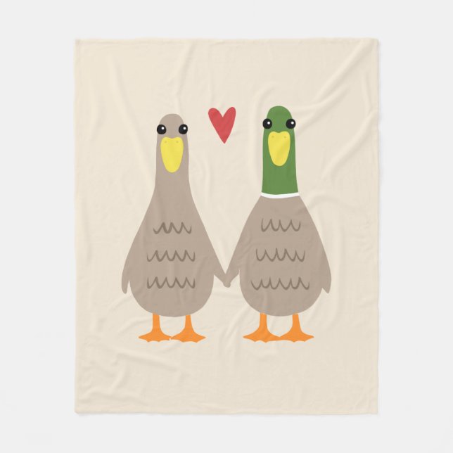 Couverture Polaire Love Ducks | Cute Canards Couple (Devant)