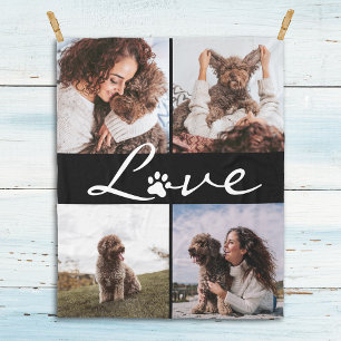 Couverture Polaire Love Empreinte de patte Amoureux des chiens Photo