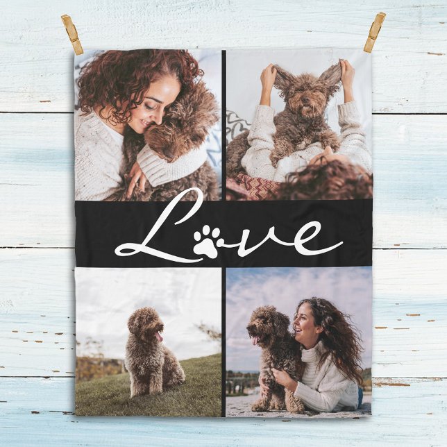 Couverture Polaire Love Empreinte de patte Amoureux des chiens Photo (Créateur téléchargé)