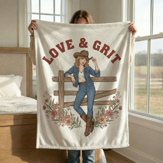 Couverture Polaire Love & Grit Western Cowgirl Country Fleece Blanket