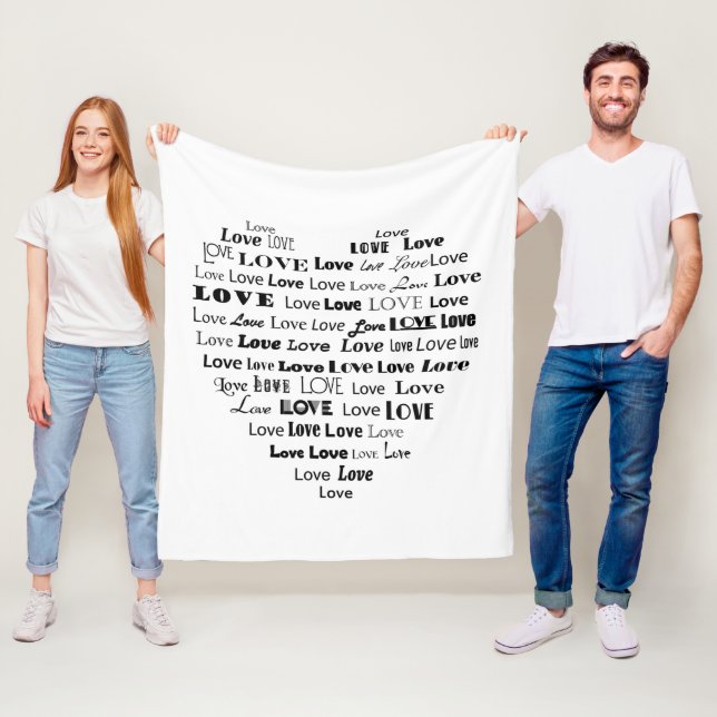 Couverture Polaire Love Heart Word (En situation)