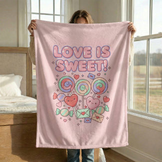 Couverture Polaire Love Is Sweet Kawaii Cute Cozy Fleece Blanket Gift