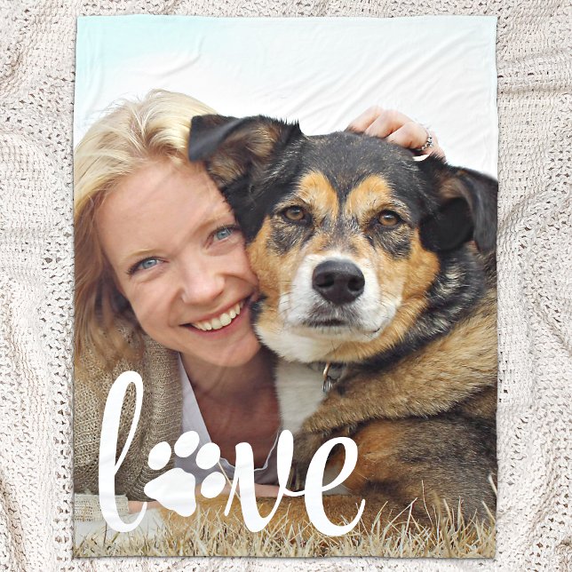 Couverture Polaire LOVE Modern Custom Animaux Empreinte de patte phot (Créateur téléchargé)