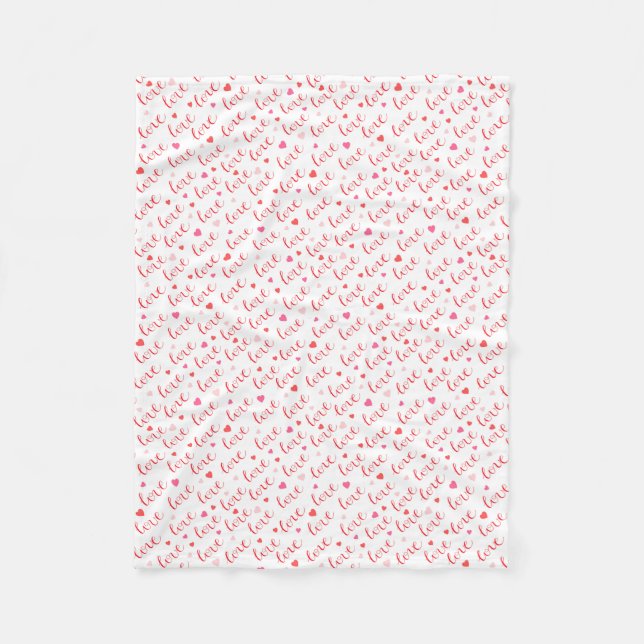 Couverture Polaire Love Valentine Pink Red Hearts (Devant)