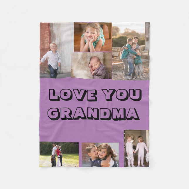 Couverture Polaire Love You 7 Photo Custom Purple (Devant)