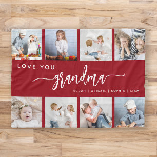 Couverture Polaire Love You Grand-mère 8 Collage de Photos Rouge Cann