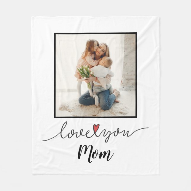 Couverture Polaire Love You Mom Photo Fête des mères (Devant)