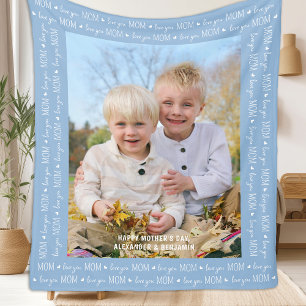 Couverture Polaire Love You MOM Photo moderne personnalisée