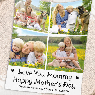 Couverture Polaire Love You MOMMY Custom Mother's Day 4 Photo Collage